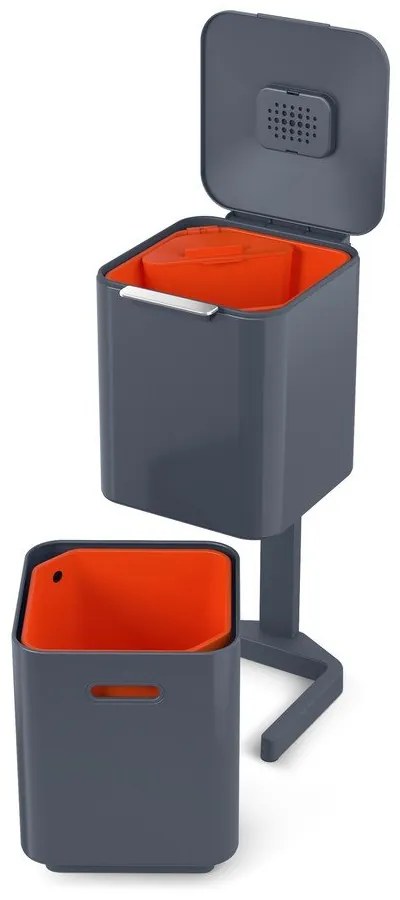Sivý oceľový odpadkový kôš na triedený odpad 40 l Totem Compact – Joseph Joseph