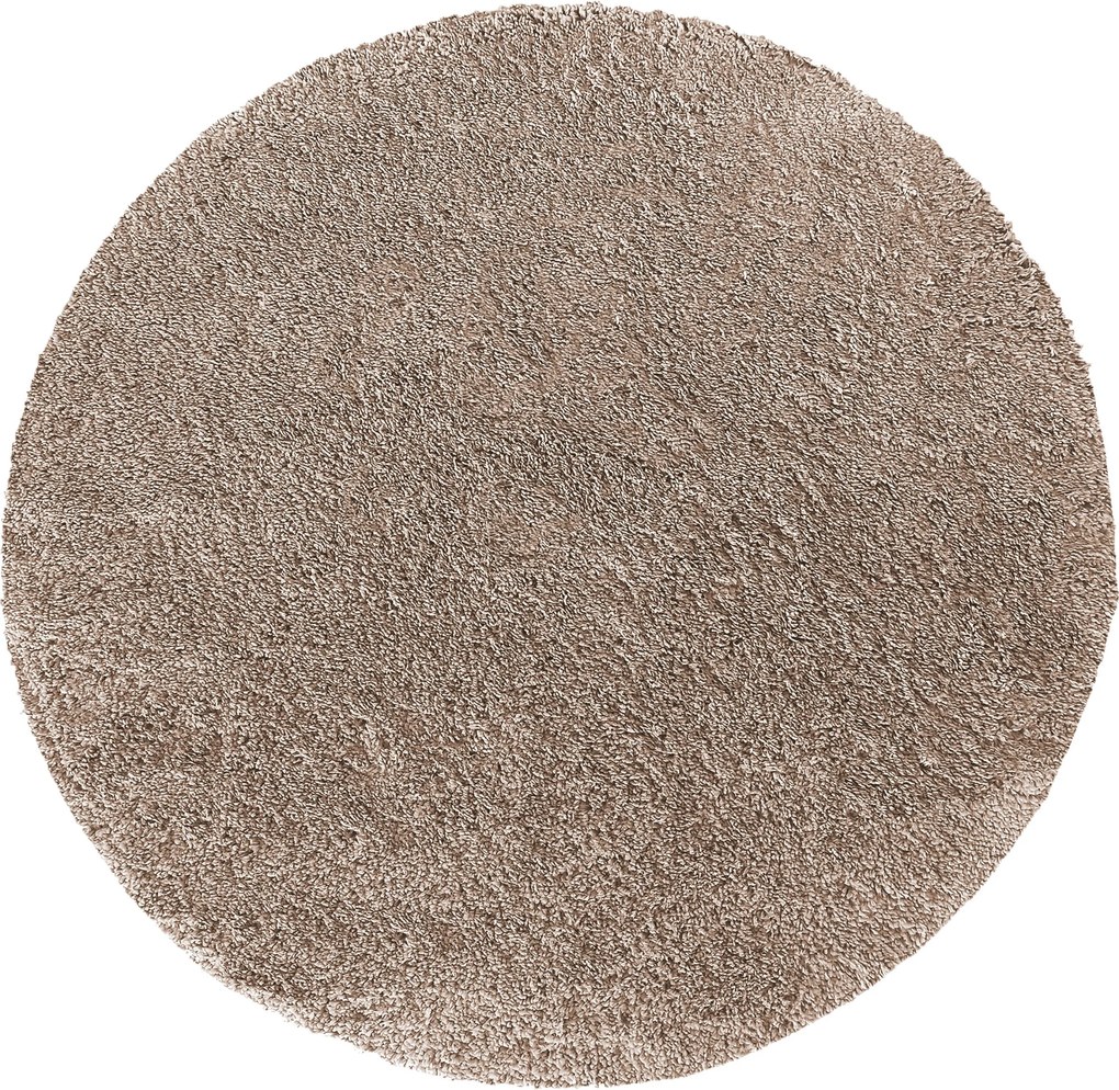 Okrúhly shaggy koberec v karamelovo-hnedom odtieni Camel Rozmer: 60 cm