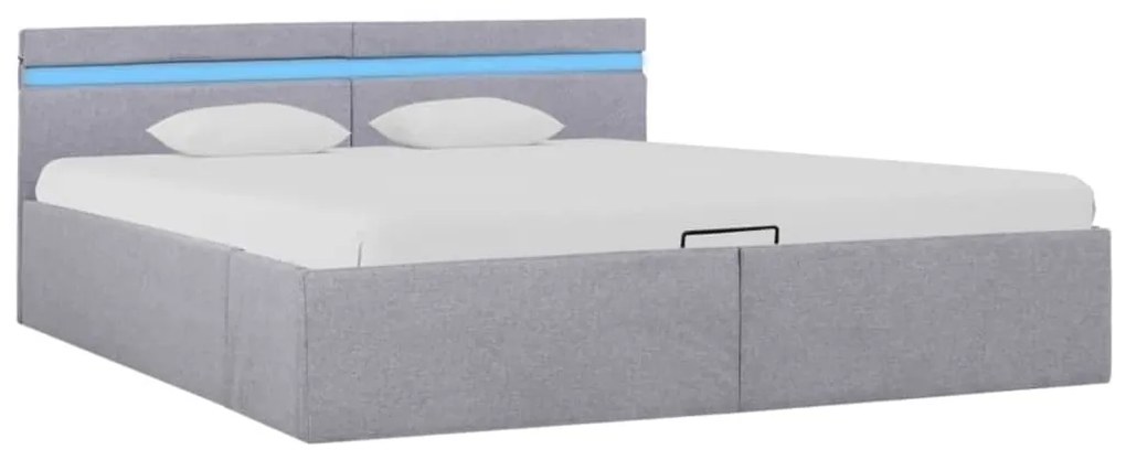 vidaXL Hydraulický posteľný rám+úložný priestor, LED, látka 180x200 cm