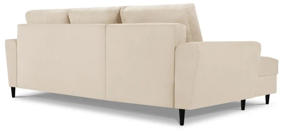 Béžová menčestrová rozkladacia/s úložným priestorom rohová pohovka (ľavý roh/s leňoškou) Kyoto – Cosmopolitan Design