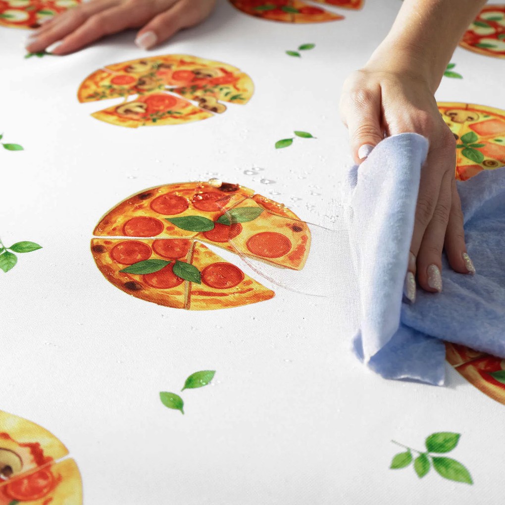 Goldea hranatý teflónový obrus - lahodná pizza 100 x 140 cm