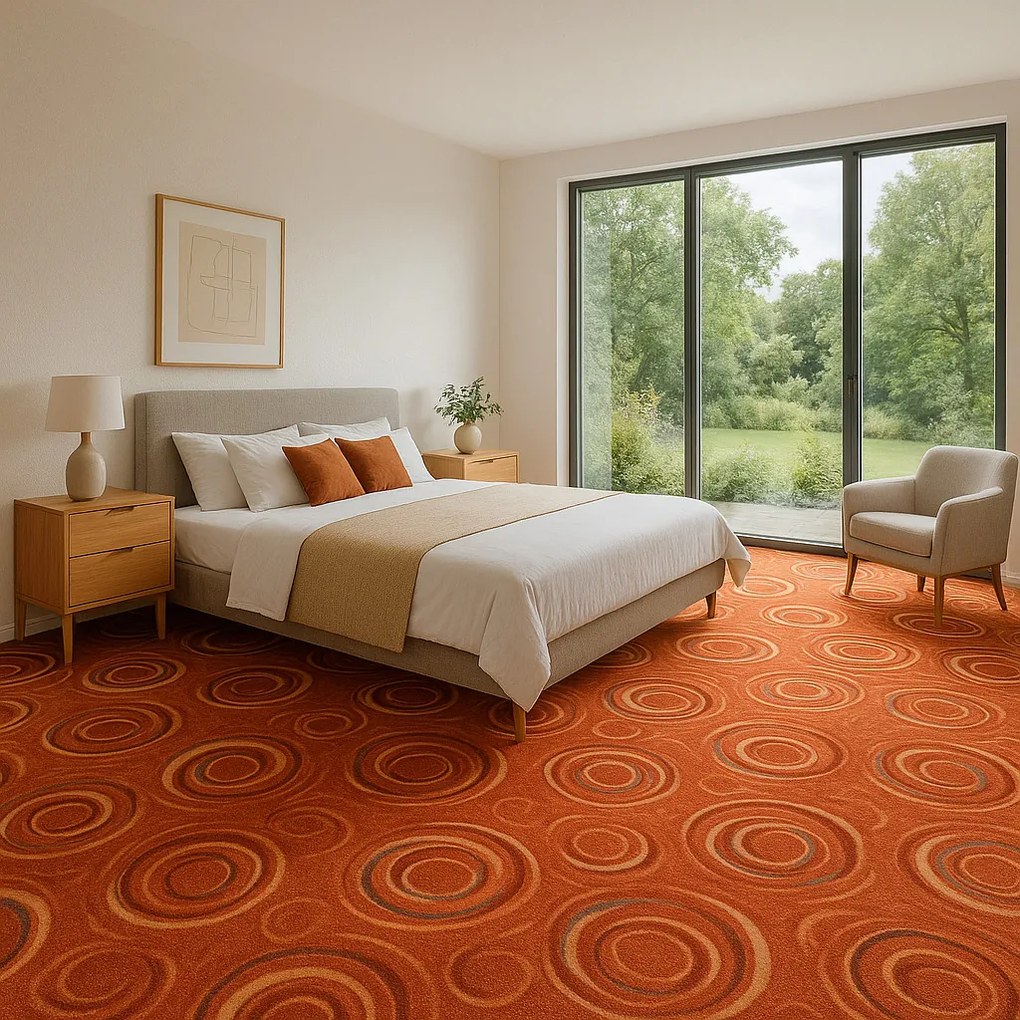 ITC, AKCIA: 60x340 cm Koberec metráž Drops 64, šíře, oranžová, filc, chodba / predsieň