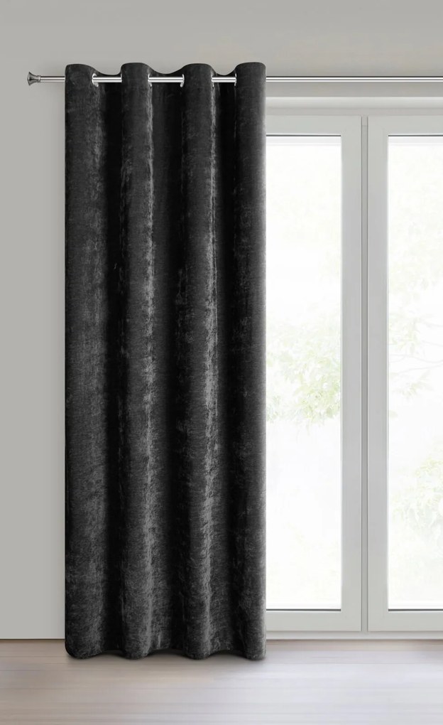 ZÁVES NA KRÚŽKOCH VANI 140X250 CM ČIERNA