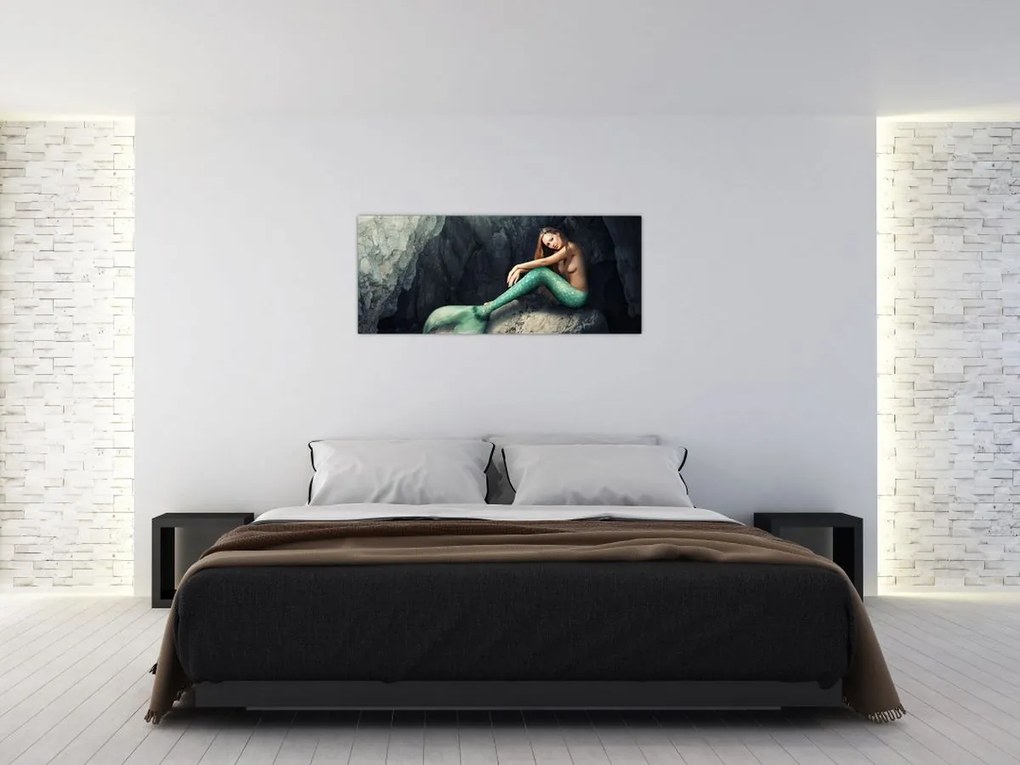 Obraz - Morská panna na skale (120x50 cm)