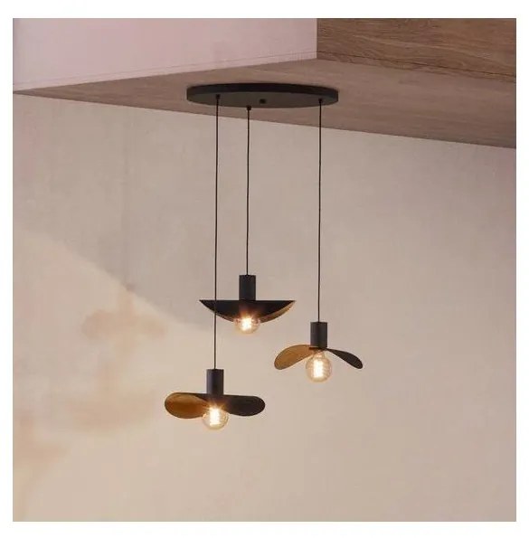 Eglo 390395 - Luster na lanku SACEDA 3xE27/40W/230V čierna/zlatá