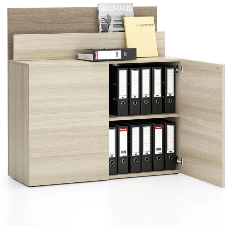 Kancelárska prístavná skrinka k stolu LAYERS, krátka, dub prírodný / dub morený