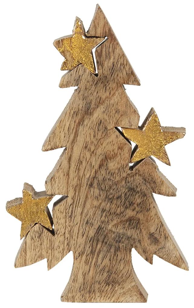 Drevená dekorácia Vianočný strom s hviezdami - 10 * 3 * 16 cm