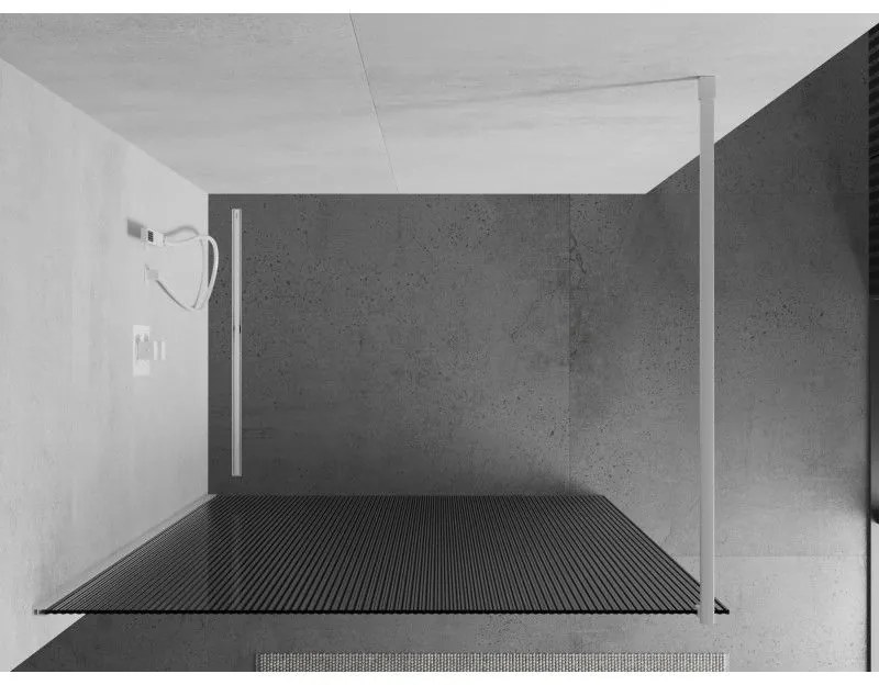 Mexen Kioto, sprchová zástena 90 x 200 cm, 8mm sklo s rebrovým vzorom, biely profil, 800-090-101-20-09