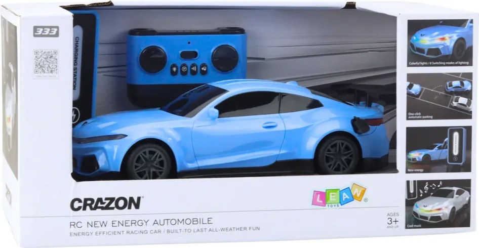 LEAN Toys Elektrické športové auto diaľkovo ovládaná nabíjacia stanica Blue