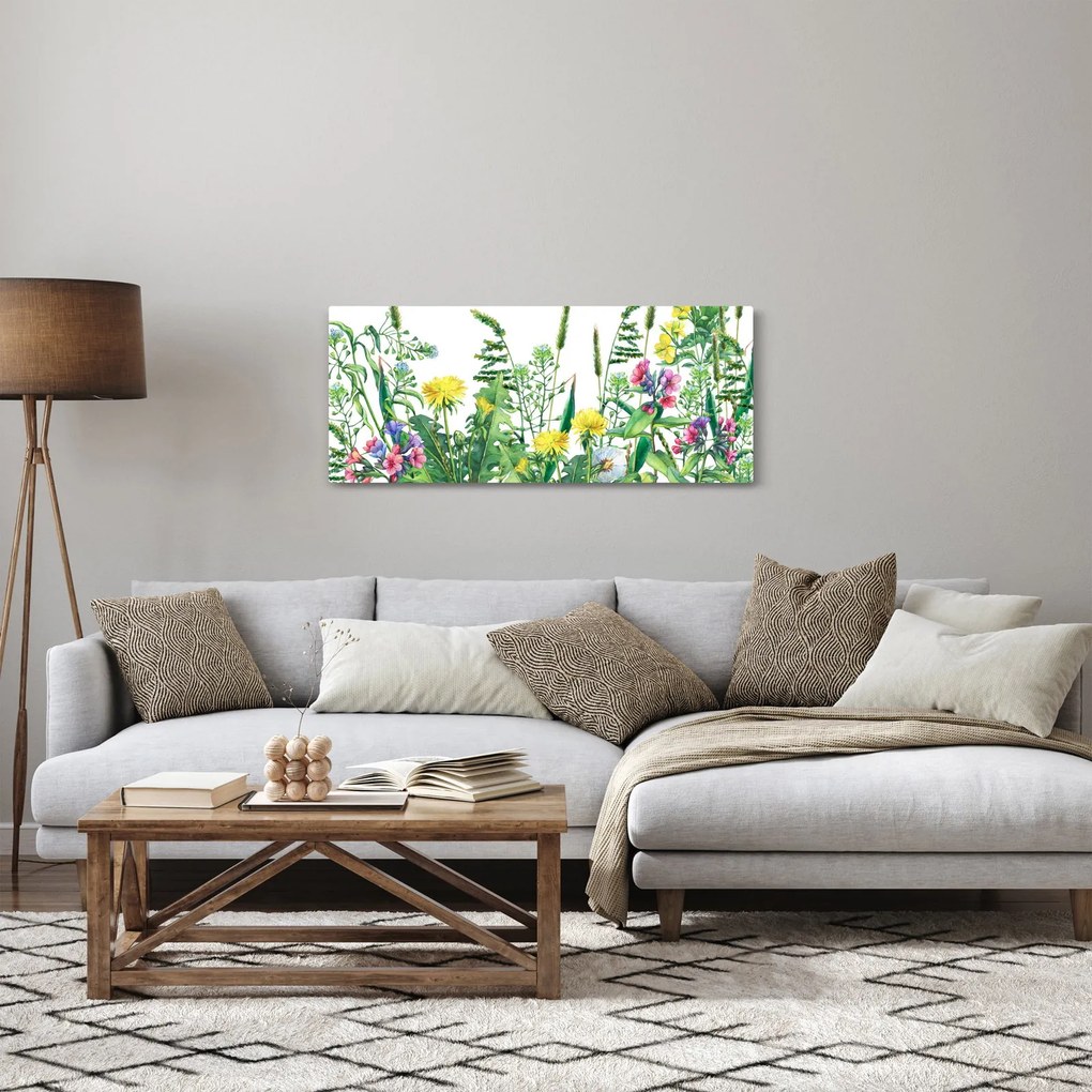 Obraz - Maľované lúčne kvety (120x50 cm)