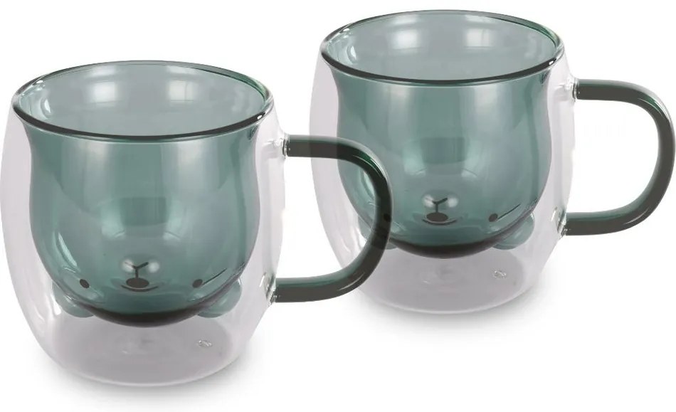 Lamart LT9127 2-dielna súprava pohárov Bear Vaso, 250 ml, zelená