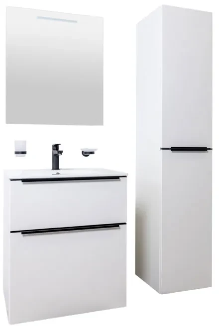 Mereo, Mereo Mailo, kúpeľňová skrinka 121 cm, čierne madlo, Multidecor, Šedá supermat, MER-CN593SBSEDA