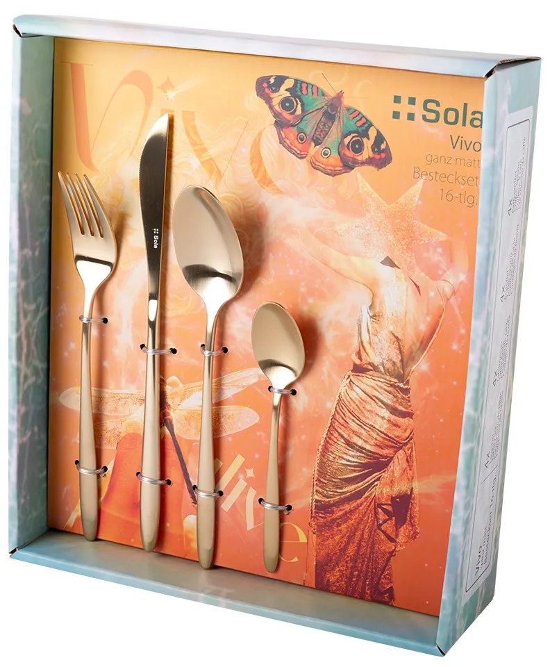 Príborový set 16 ks – Vivo PVD Champagne matný - 140301