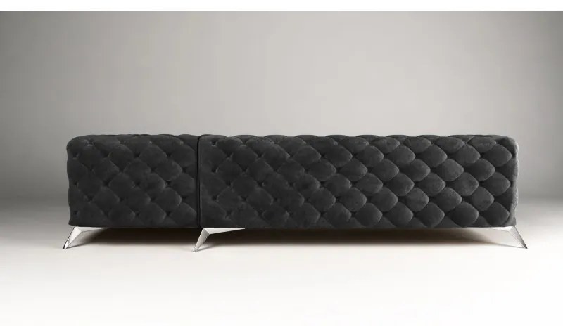 ROHOVÁ SEDAČKA CHESTERFIELD LARISSA PRAVÁ - ĽAVÁ ČIERNA SEMIŠOVÁ LÁTKA 323 X 204 cm