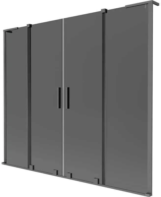 Mexen Velar L Duo, 2-krídlová posuvná vaňová zástena 170 x 150 cm, 8mm šedé sklo, grafitová, 896-170-003-42-95