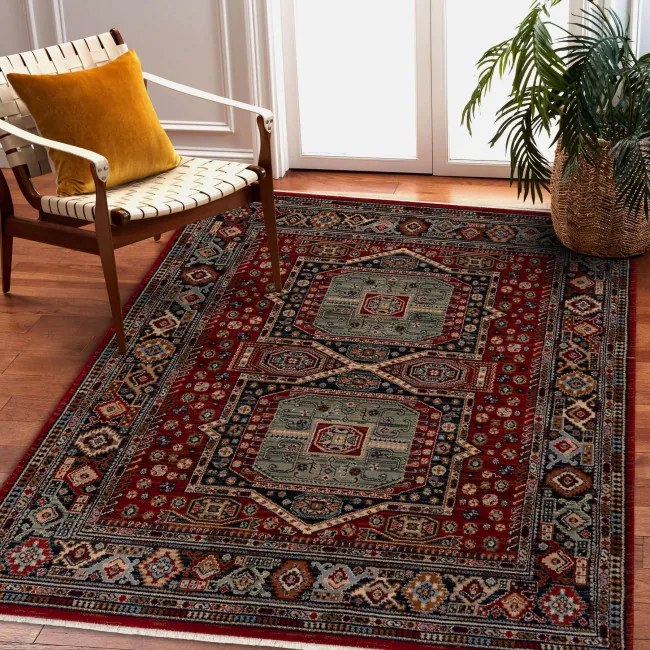 Koberec KESHAN, strapce 7275/53588 bordový / zelený