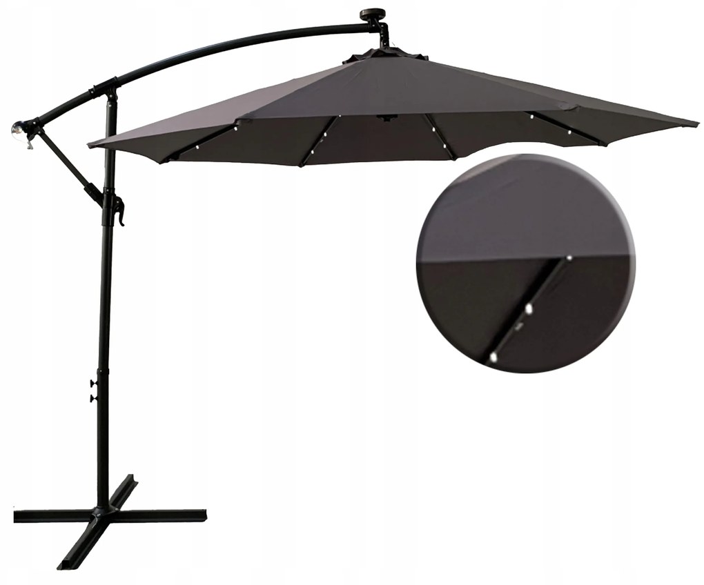 Dekorstudio Záhradný slnečník s LED osvetlením - 270 cm - tmavo sivý