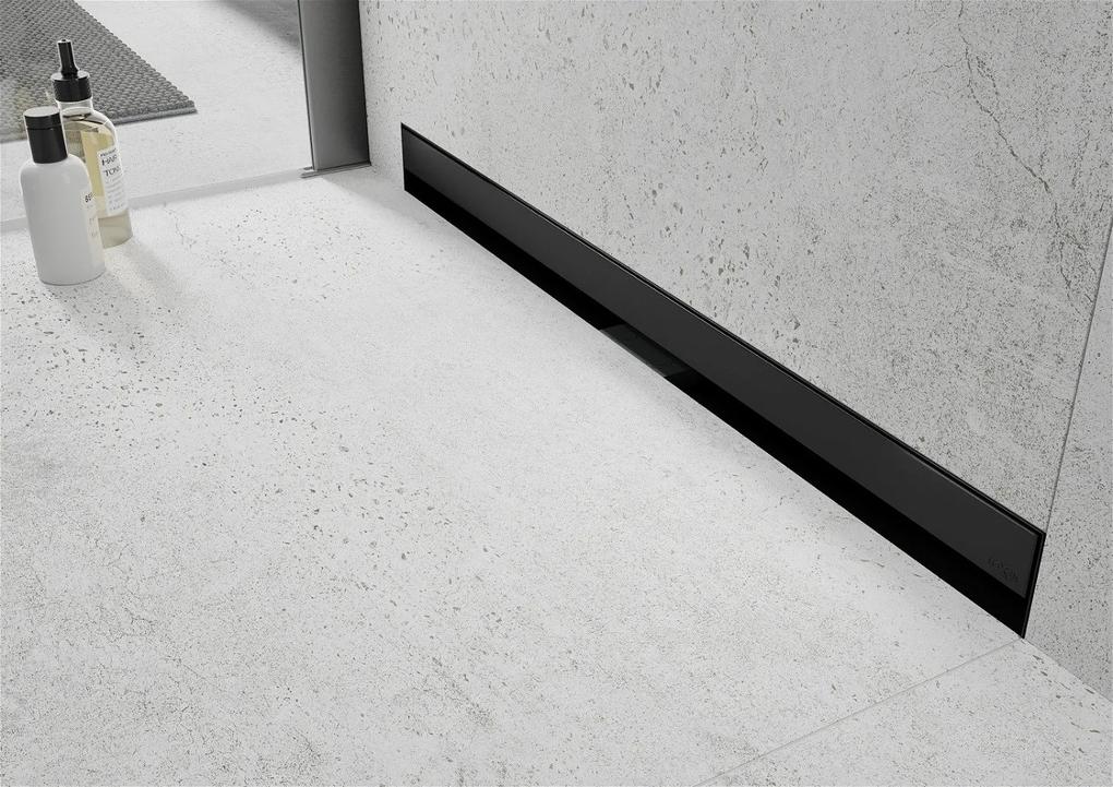 Mexen Flat nerezový sprchový žľab na stenu 90 cm vzor WALL, čierny, 1730090