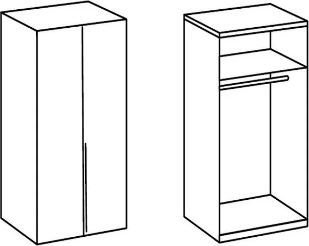 Šatníková skriňa New York D, 90 cm, biela / biely lesk