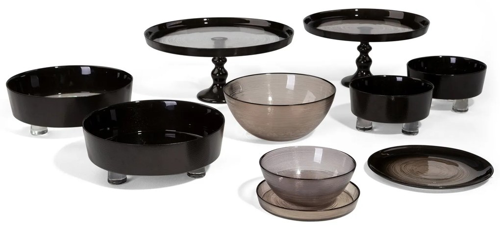 DEKORAČNÁ SKLENENÁ MISKA LEA (02) (FI) 21X10 CM ČIERNA