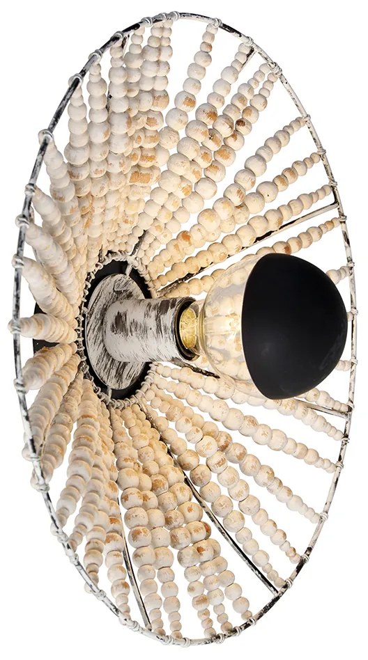 Orientálna nástenná lampa béžová s korálkami - Moti