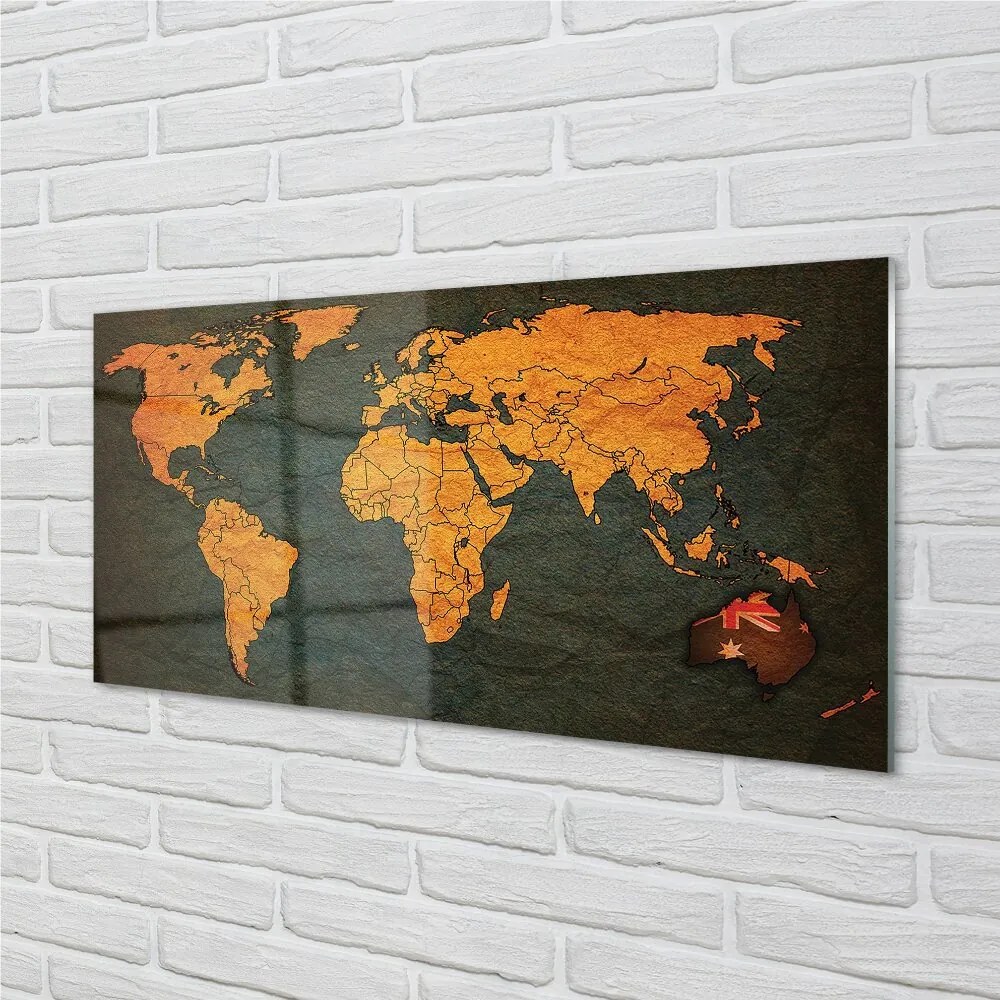 Sklenený obraz gold mapa 125x50 cm
