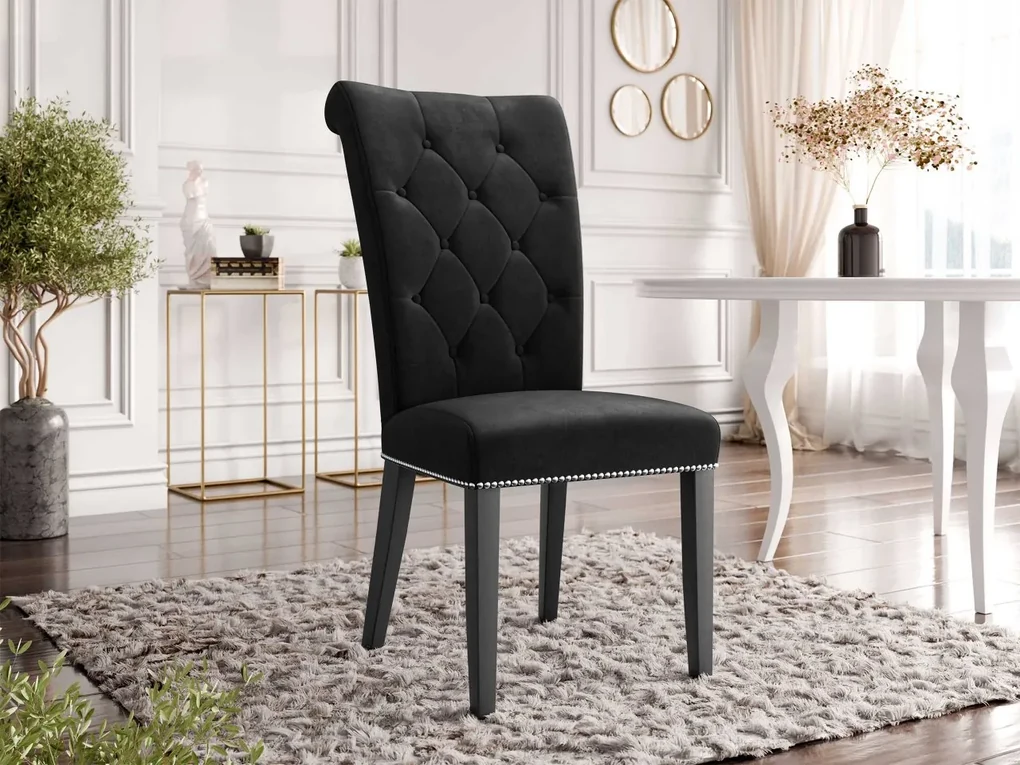 Čalúnená jedálenská stolička Piewik, Dostupné poťahy: Magic Velvet 2250, Farby nožičiek: čierna