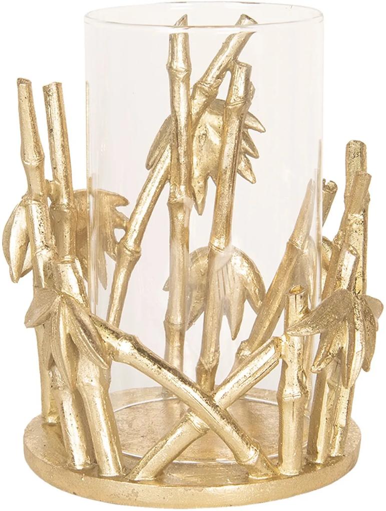 Sklenený svietnik na čajovú sviečku Zlatý bambus- ∅ 16 * 19 cm