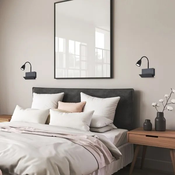 Rabalux 71089 - Nástenná lampa s poličkou TACITO 1xGU10/25W/230V čierna