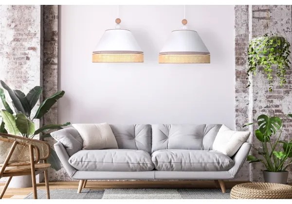 Duolla - Luster na lanku AVIGNON 2xE27/15W/230V biela/ratan