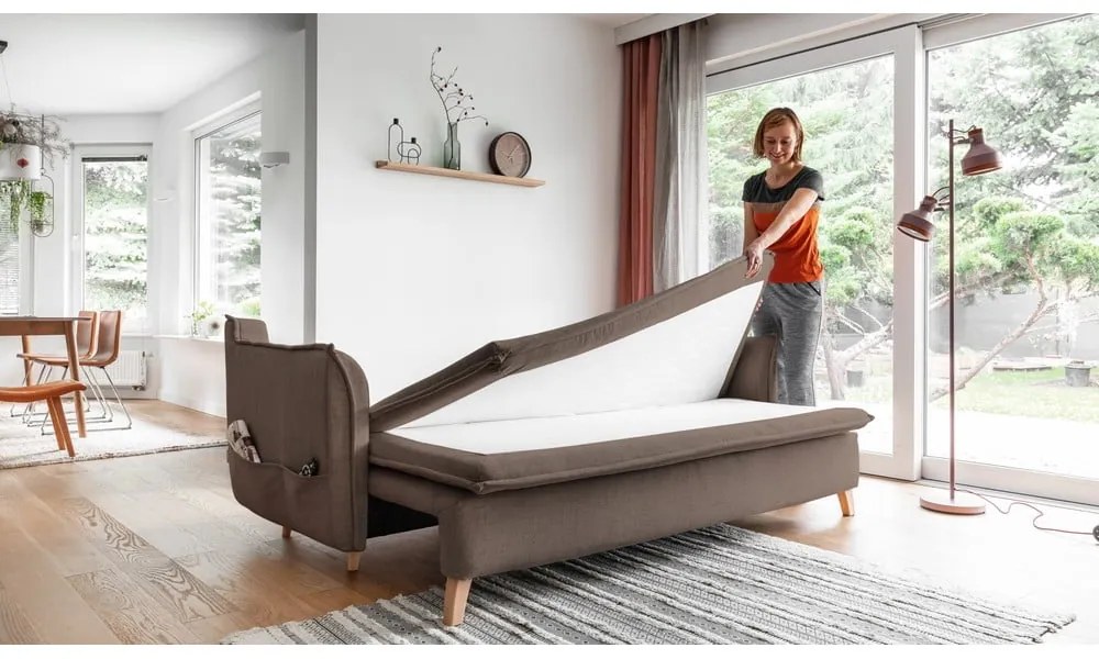 Svetlohnedá rozkladacia pohovka 225 cm Charming Charlie – Miuform