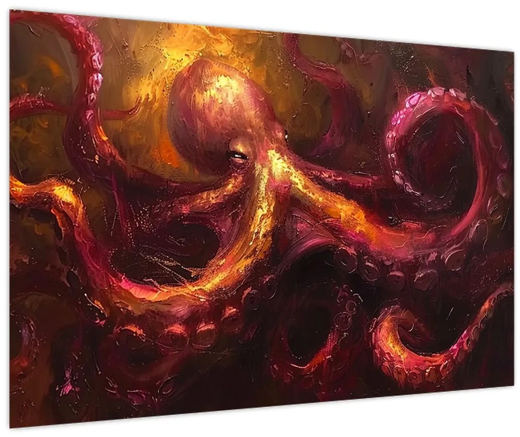 Obraz - Chobotnica, olejomaľba (90x60 cm)