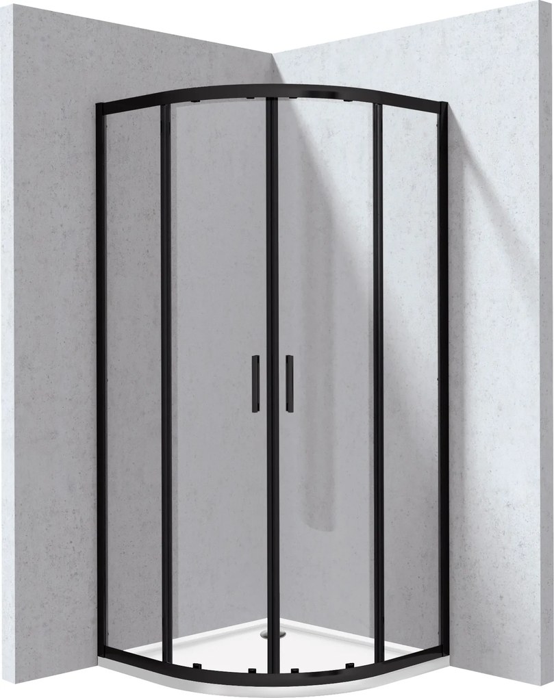 Deante Štvrťkruhový sprchovací kút Funkia Evo 90x90 cm - KYPPN099P, čierna mat + sprchová vanička biela