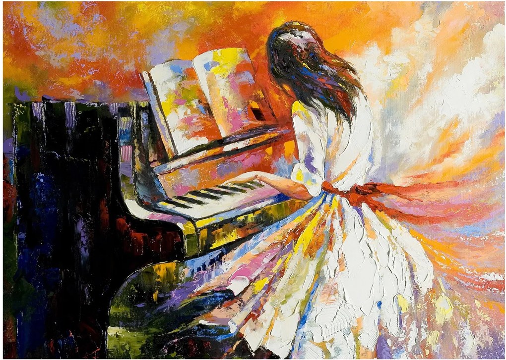 Obraz - Žena hrajúca na piáno (70x50 cm)