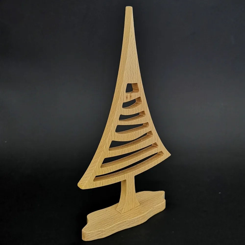 AMADEA Drevený 3D strom ihličnan, masívne drevo, výška 22 cm