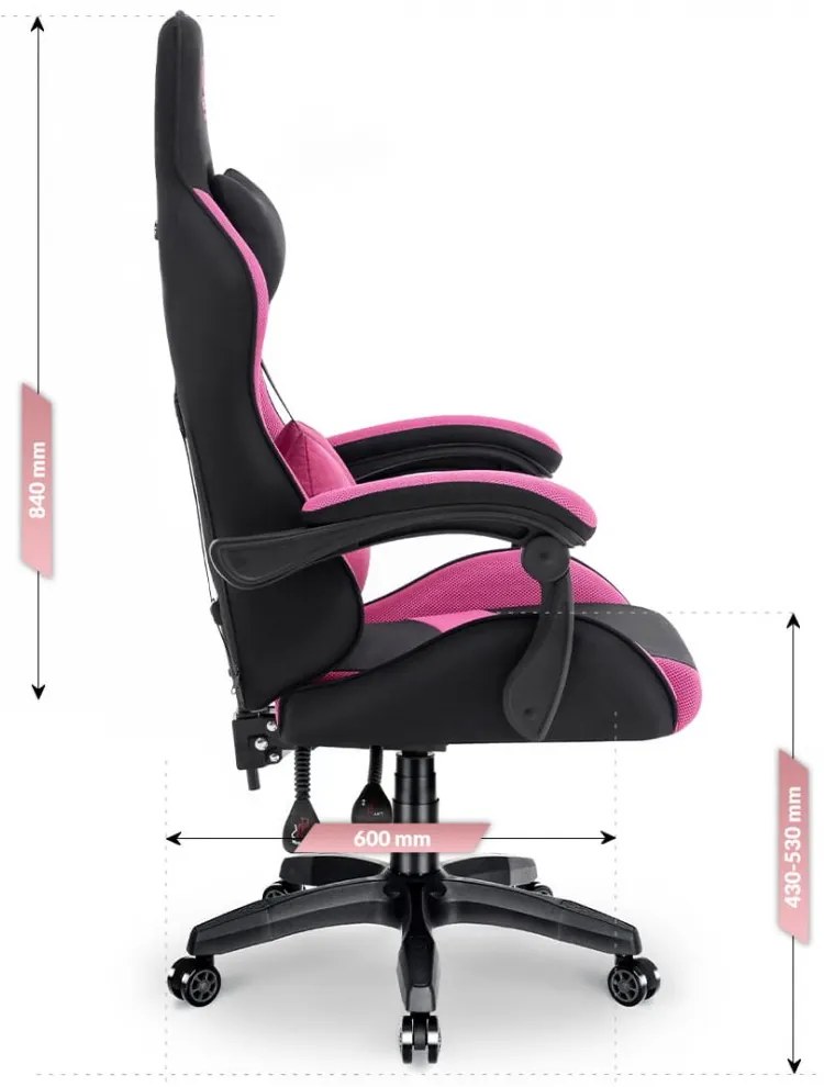Herné kreslo Rainbow Pink-Black Mesh