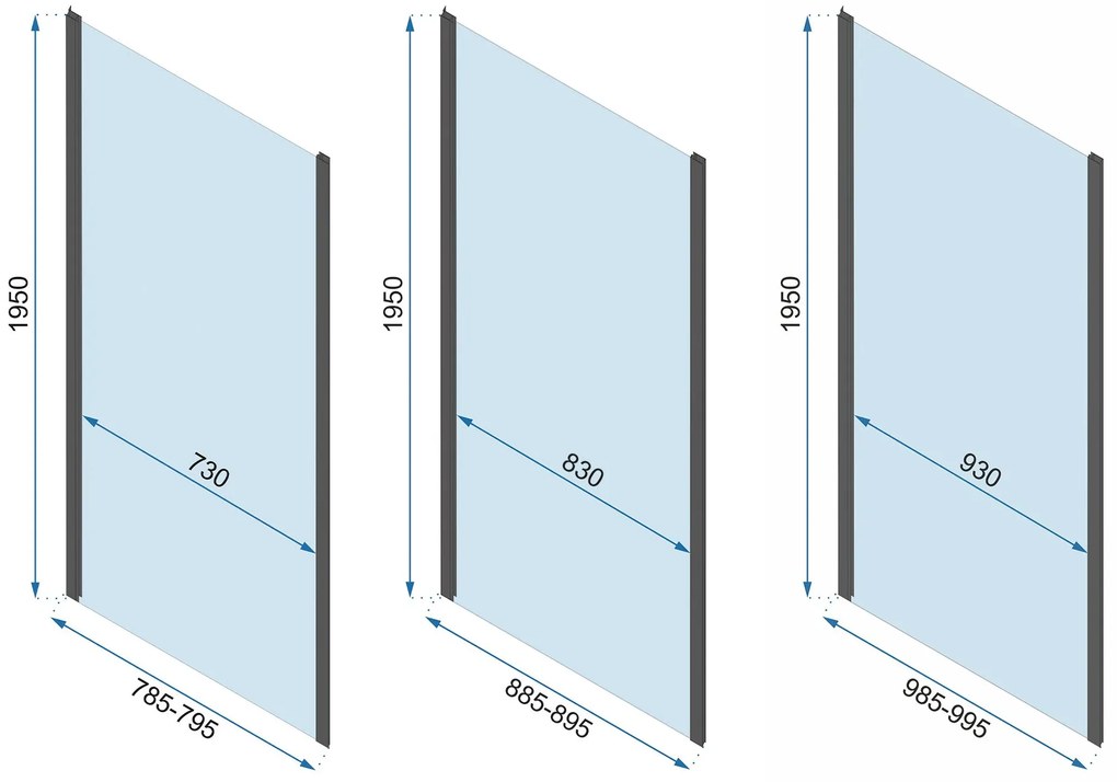 Rea Rapid Fold, 3-stenový sprchovací kút 90 (dvere) x 90 (stena) x 90 (stena) x 195 cm, 6/4mm číre sklo, zlatý lesklý profil, KPL-09404