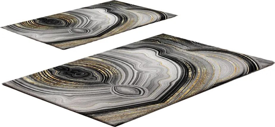 Sivé/v zlatej farbe kúpeľňové predložky v súprave 2 ks 60x100 cm CT – Foutastic