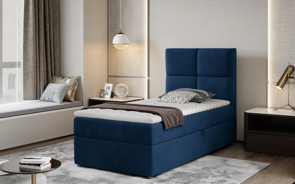Moderná box spring posteľ Garda 90x200, modrá Monolith