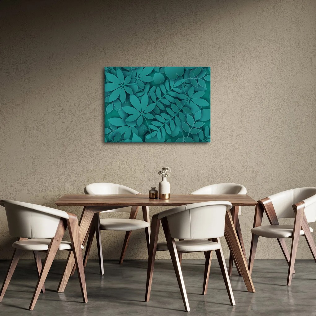 Obraz - Tyrkysové listy (70x50 cm)