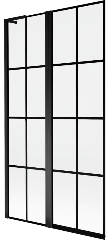 Mexen Mist L, 2-krídlová vaňová zástena, ľavá 100 x 150 cm, čierna mriežka, čierna - 8A9L-100-011-70-77-L