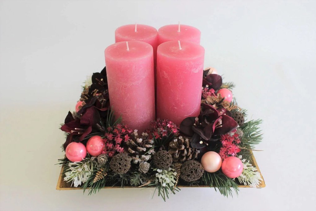 Ružovo zlatý adventný svietnik na stôl 30cm