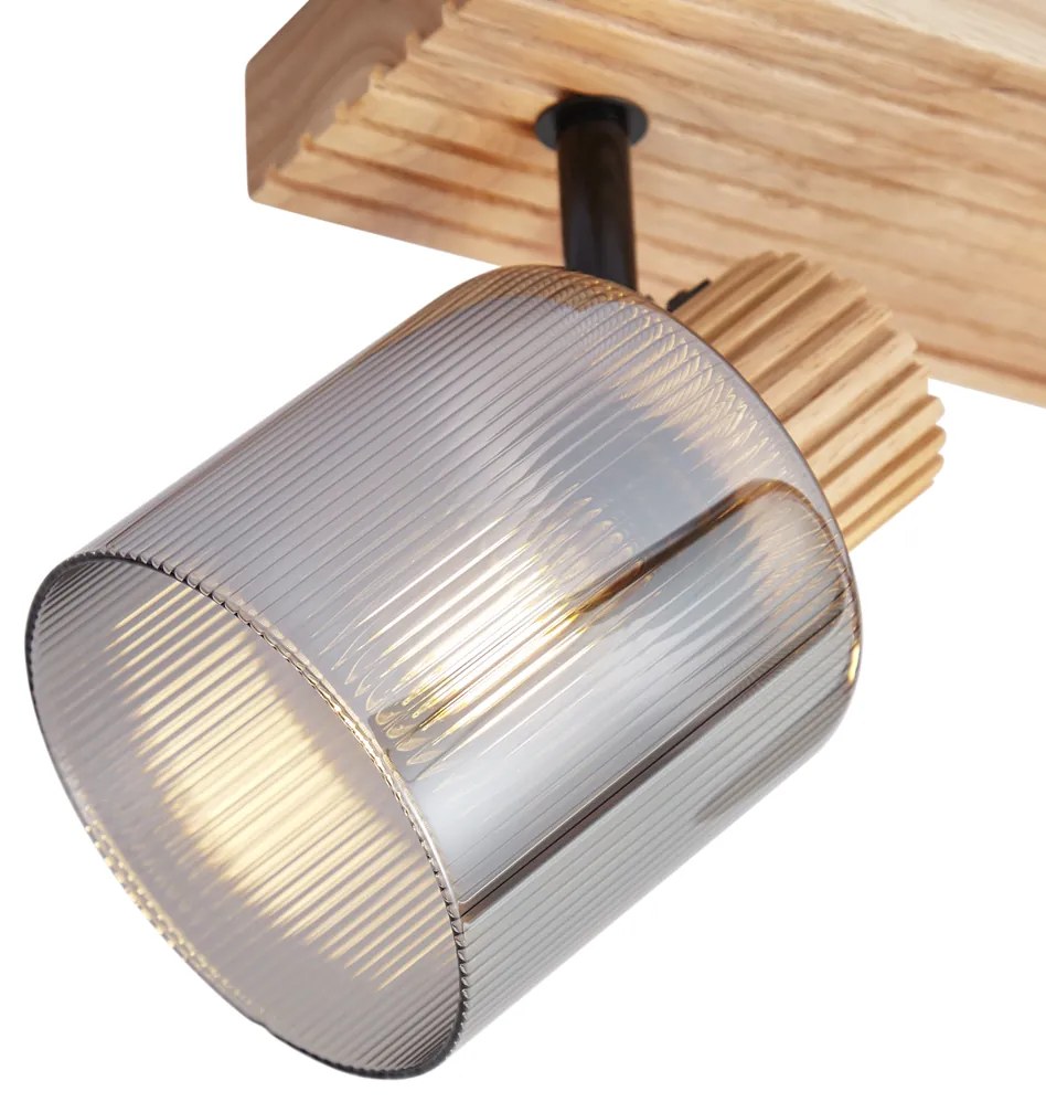 Moderné bodové svietidlo drevené s dymovým sklom 2-svetlá otočné a naklápacie - Gracy