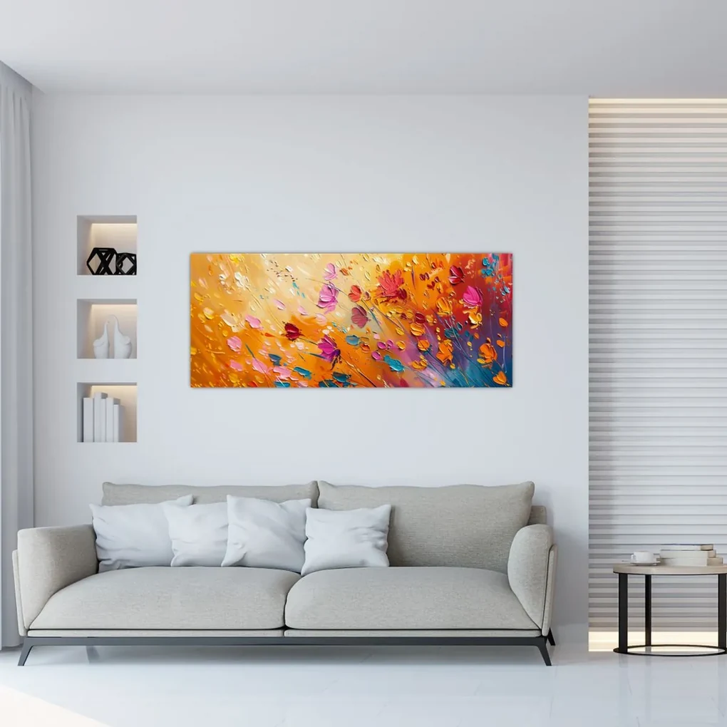 Obraz - Maľba farebných kvetov (120x50 cm)
