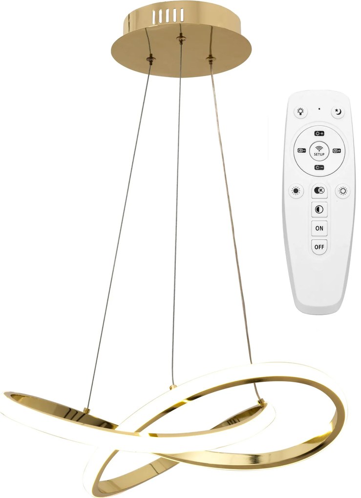 Toolight - Moderné LED kruhové závesné stropné svietidlo + diaľkové ovládanie APP390-CP, zlatá, OSW-06906