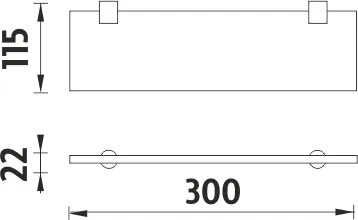 Nimco Polica bez ohrádky, 30 cm BORMO - BR 11091B-30-26