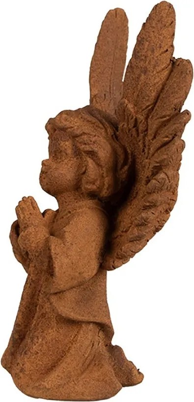 Dekoratívna hrdzavá figúrka anjel modliaci - 13*8*19 cm