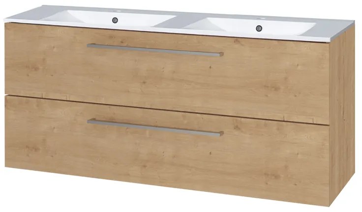 Mereo Mereo, Bino, kúpeľňová skrinka s keramickým umývadlom 121 cm, biela, dub, MER-CN623