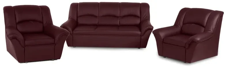 Kožená sedacia súprava DUBAJ LUX 3+1+1, vínová (K-56)