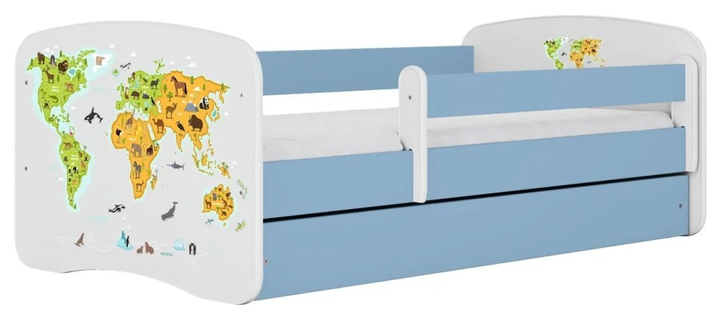 Detská posteľ Babydreams mapa sveta modrá
